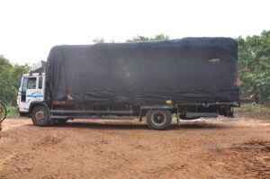 Truck of Bales arriving (covered)